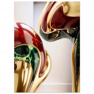 Emerald & Ruby Flow – Goldene Tiefe | Kunstdrucke 13x18 cm / 5x7″